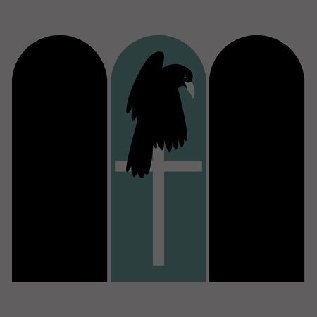 Raven on the cross vector illustration style Flatのイラスト素材