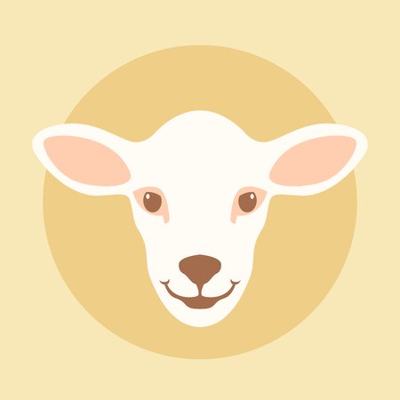Young lamb head vector illustration style Flatのイラスト素材