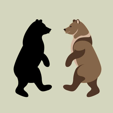 Bear vector illustration style Flat silhouette blackのイラスト素材