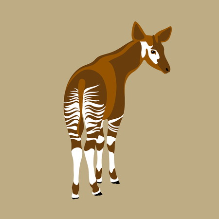 Okapi vector illustration style Flat side backのイラスト素材