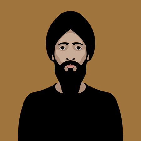 Head man in black turban vector illustration Flat styleのイラスト素材