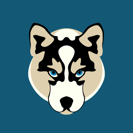 Husky dog ??face vector illustration style Flat side frontのイラスト素材