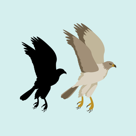 Eagle vector illustration style flat black silhouette setのイラスト素材