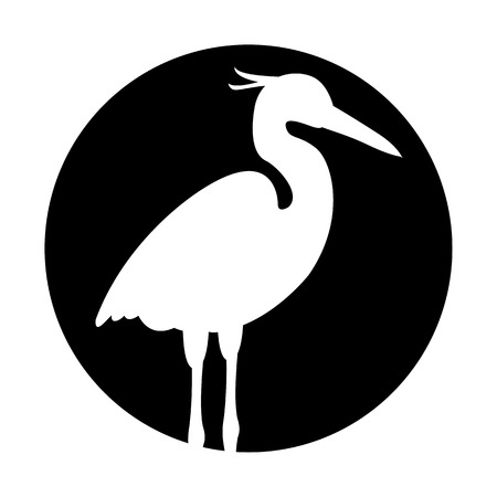 Heron vector illustration black silhouetteのイラスト素材