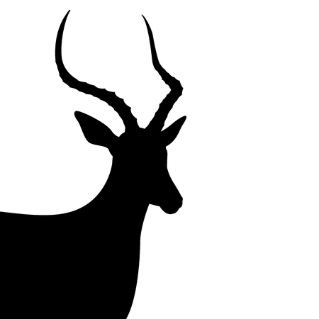 Black silhouette of antelope head vector illustration isolated on whiteのイラスト素材