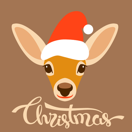 merry christmas card deer vector illustration.のイラスト素材