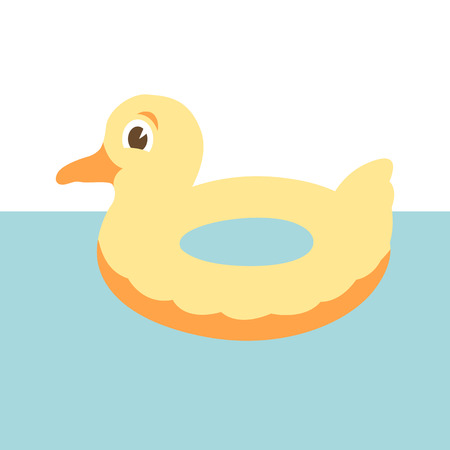 Rubber duck ring vector illustration flat styleのイラスト素材