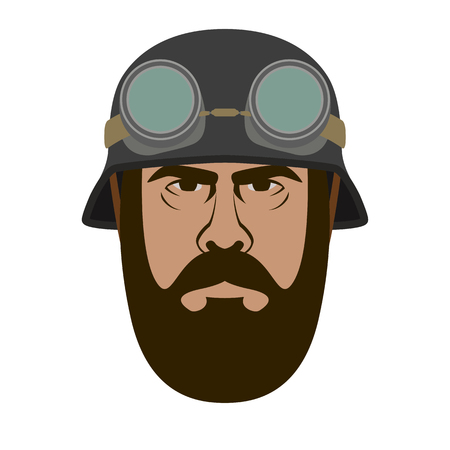 man face in helmet vector illustration flat style  front viewのイラスト素材