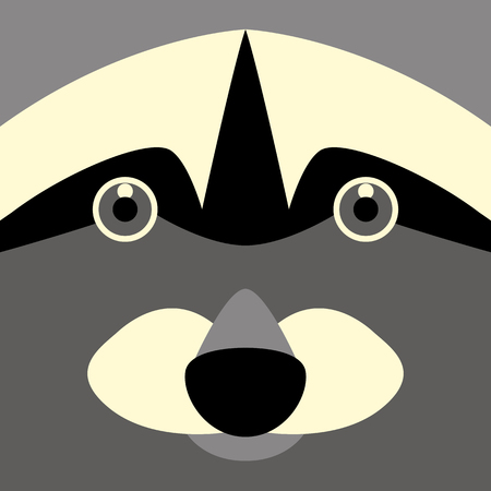 Raccoon face head vector illustration flat style front viewのイラスト素材