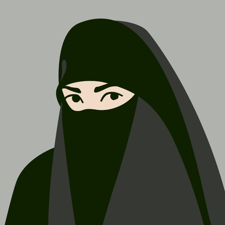 Muslim in hijab face vector illustration flat style front sideのイラスト素材