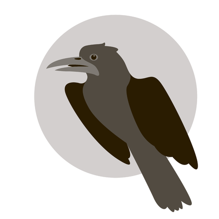 A raven bird vector illustration flat style profile sideのイラスト素材