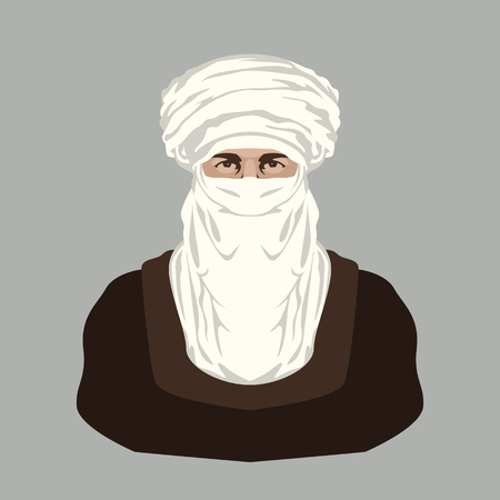 Arab Bedouin  face vector illustration flat style front viewのイラスト素材