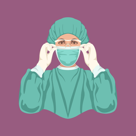 medical sister glasses vector illustration flat style front view のイラスト素材