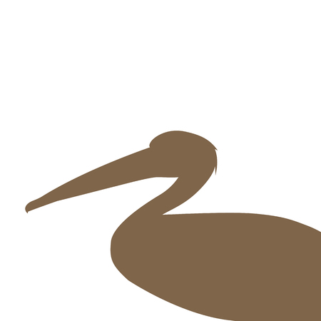 brown silhouette pelican illustration flat style profile side.のイラスト素材