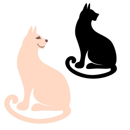 cat cartoon vector illustration flat style black silhouette  setのイラスト素材