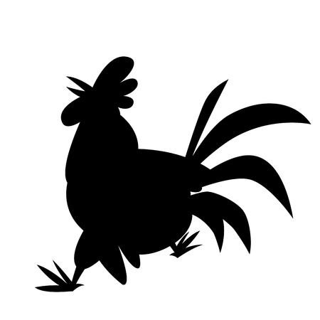 rooster  cartoon vector illustration  black silhouette    profile sideのイラスト素材