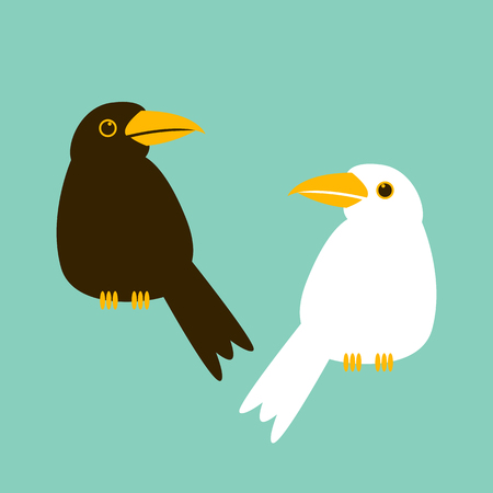 crow  cartoon vector illustration flat style  white crowのイラスト素材