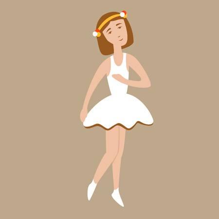 girl ballerina vector illustration flat style front sideのイラスト素材
