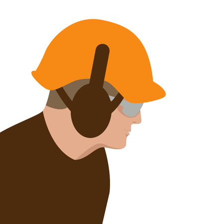 Worker in hard hat helmet vector illustration flat style profile sideのイラスト素材