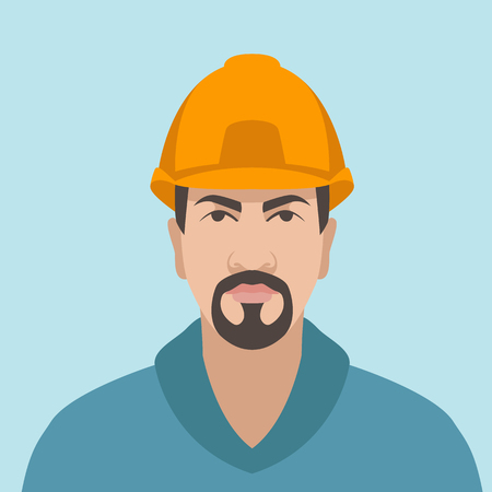 Worker in hard hat  vector illustration flat style front sideのイラスト素材