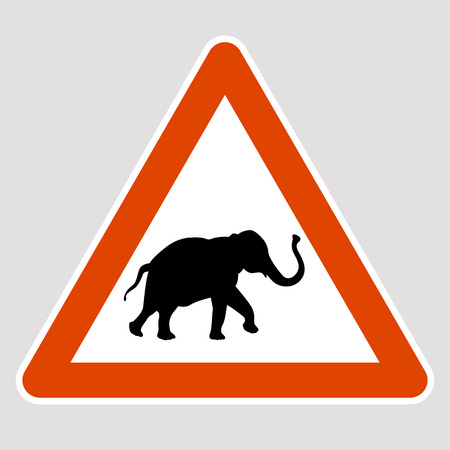 Elephant black silhouette road sign vector illustration profileのイラスト素材