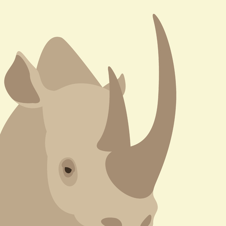 Animal rhino head face vector illustration in flat styleのイラスト素材