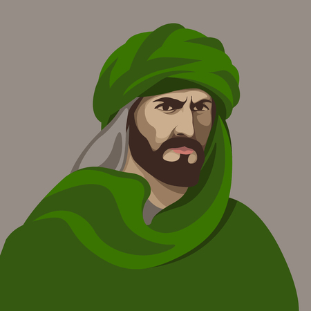 Muslim face head vector illustration flat style front sideのイラスト素材
