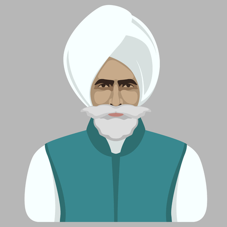 Muslim face head vector illustration flat style front sideのイラスト素材