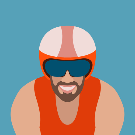 Bicyclist head vector illustration flat style front side.のイラスト素材