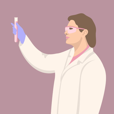 a medical laboratory worker holds a test tube vector illustration flat styleのイラスト素材