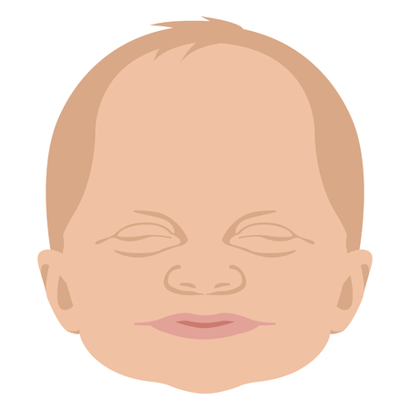 baby  face head vector illustration flat style  front   sideのイラスト素材