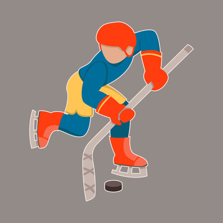 young hockey player vector illustration flat style front sideのイラスト素材