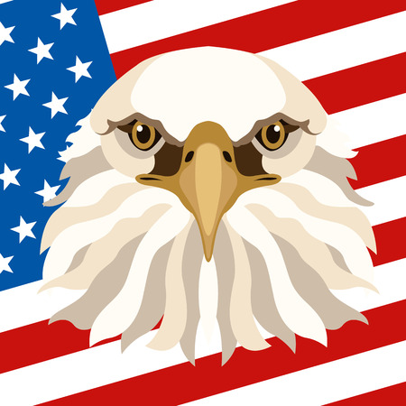 eagle on the background of the American flag vector illustration flat styleのイラスト素材