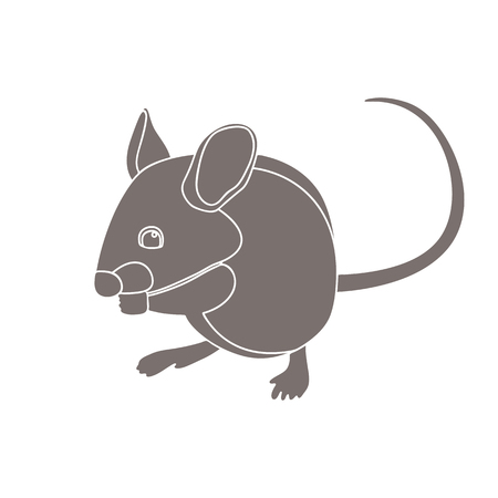 cartoon mouse vector illustration flat style  profile sideのイラスト素材