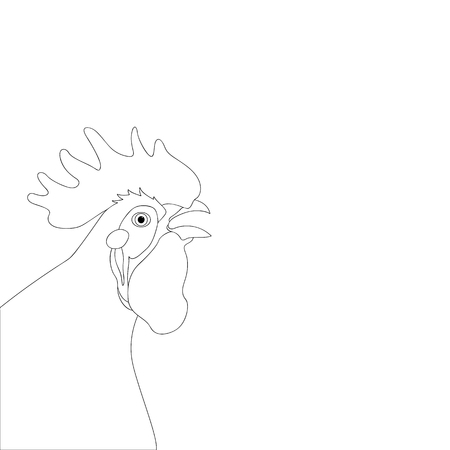rooster head vector illustration  lining draw  profile sideのイラスト素材