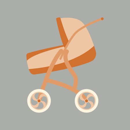baby stroller  vector illustration flat style prifile viewのイラスト素材