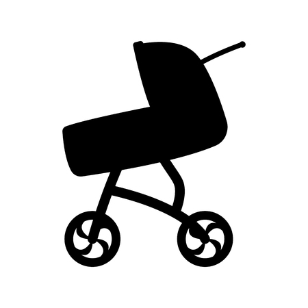 baby stroller  vector illustration  black silhouette prifile viewのイラスト素材