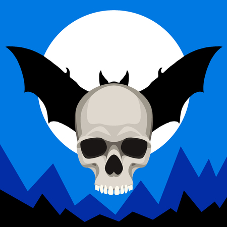 human skull vector illustration flat style  front sideのイラスト素材