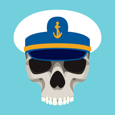 human skull in cap vector illustration flat style  front sideのイラスト素材