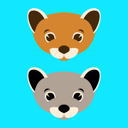 cartoon weasel face  vector illustration flat style  front viewのイラスト素材