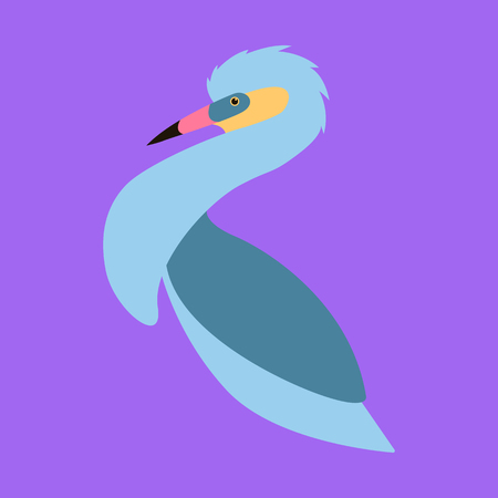 whistling heron , stylized vector illustration, profile viewのイラスト素材