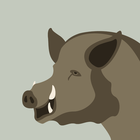 wild boar, vector illustration.flat style, profile sideのイラスト素材