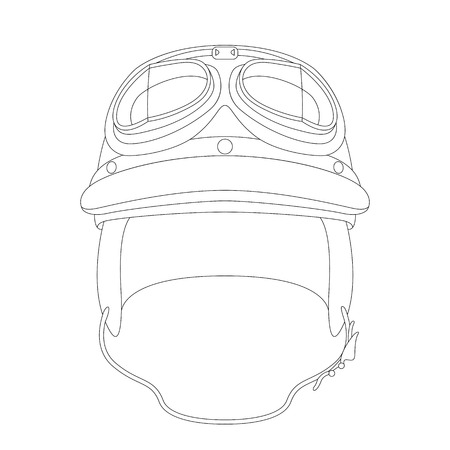 classic motorcycle helmet , vector illustration , lining draw  ,front viewのイラスト素材