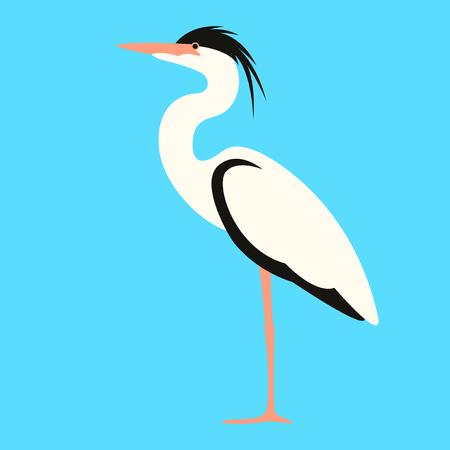 heron walking , vector illustration,flat style ,profile viewのイラスト素材