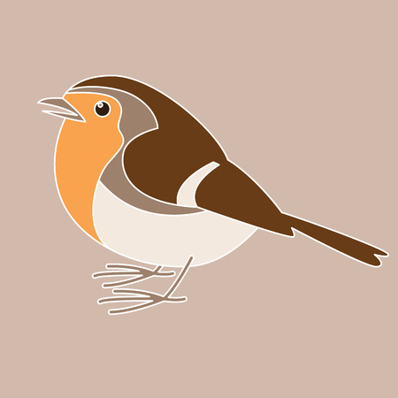 robin bird, vector illustration , flat style, profile viewのイラスト素材