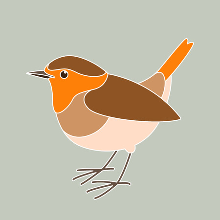 robin bird vector illustration, flat style,profile viewのイラスト素材
