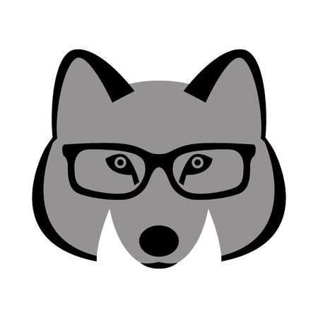 wolf  face in glasses, vector illustration front viewのイラスト素材