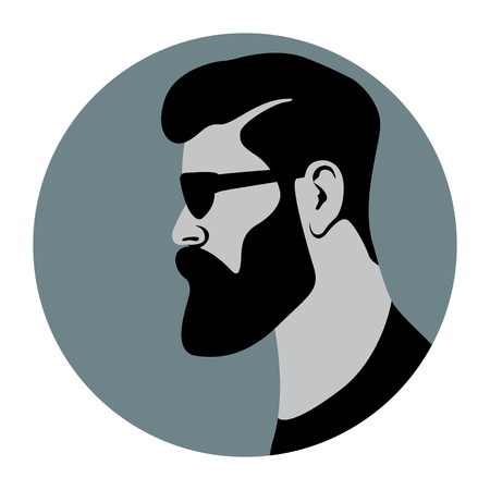 hipster face vector illustration ,  flat style ,profile viewのイラスト素材
