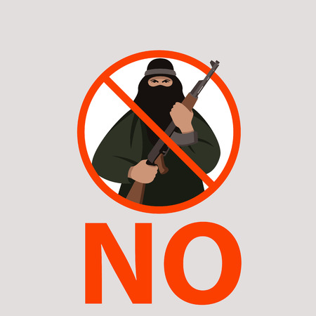 sign no terrorism,vector illustration,flat styleのイラスト素材