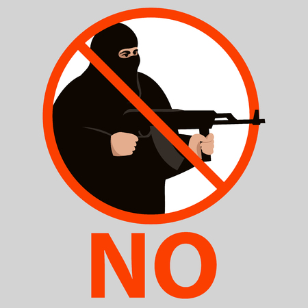 sign no terrorism,vector illustration,flat styleのイラスト素材